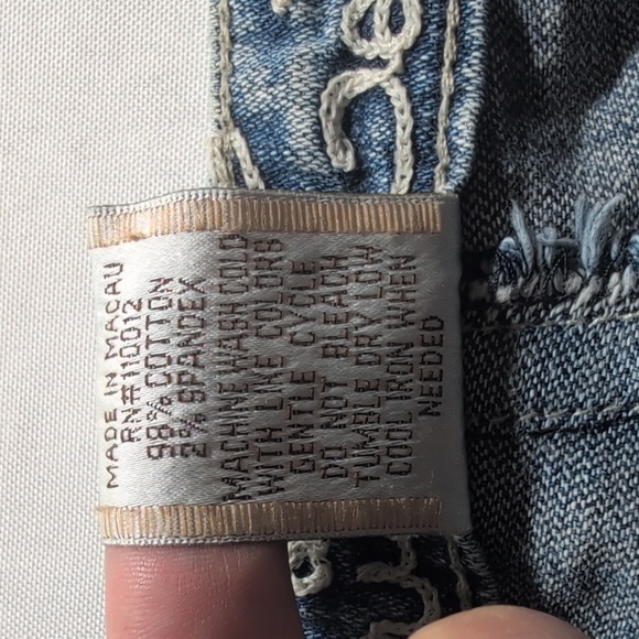 Industrial Cotton Jeans Size 7 Flare Embroidered Pocket - Picture 8 of 12